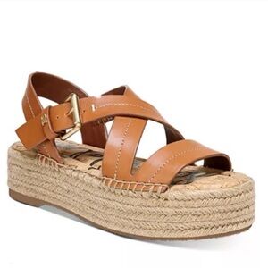 Sam Edelman Aisling Espadrille Platform Sandals Ginger Brown Tan 7.5